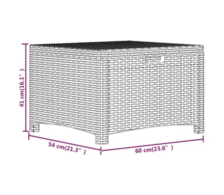 vidaXL Caja de almacenaje de jardín ratán PP marrón 60x54x41 cm