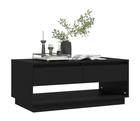 vidaXL Mesa de centro madera contrachapada negro 102,5x55x44 cm