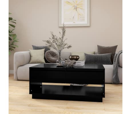 vidaXL Mesa de centro madera contrachapada negro 102,5x55x44 cm