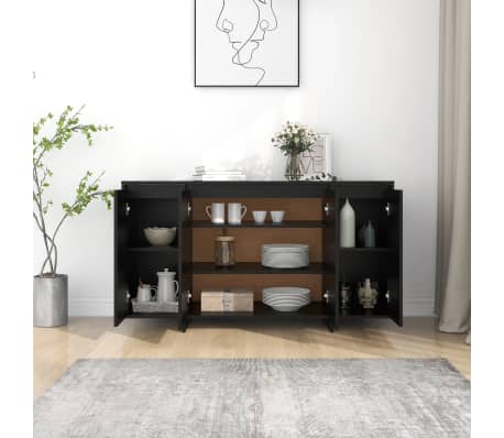 vidaXL Aparador de madera contrachapada negro 135x41x75 cm
