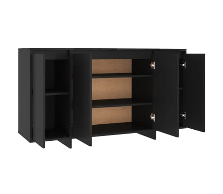 vidaXL Aparador de madera contrachapada negro 135x41x75 cm