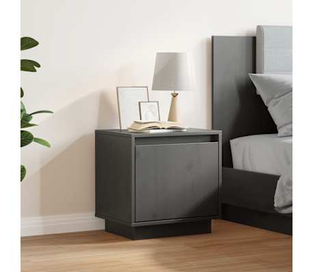 vidaXL Table de chevet Bois de pin massif Gris 40x30x40 cm