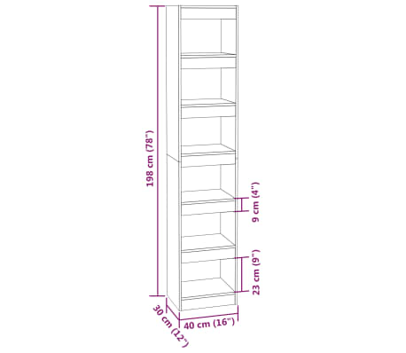 vidaXL Bibliothèque/Cloison de séparation Noir 40x30x198 cm