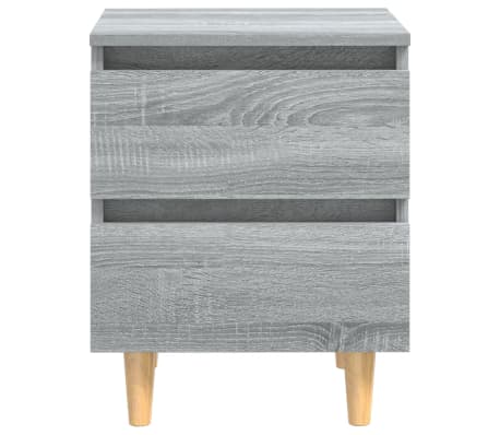 vidaXL Mesita de noche patas de madera maciza gris Sonoma 40x35x50 cm