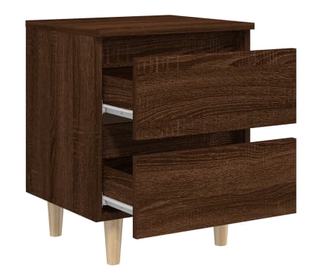 vidaXL Mesitas de noche 2 uds con patas madera marrón roble 40x35x50cm