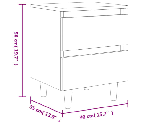 vidaXL Mesitas de noche 2 uds con patas madera marrón roble 40x35x50cm