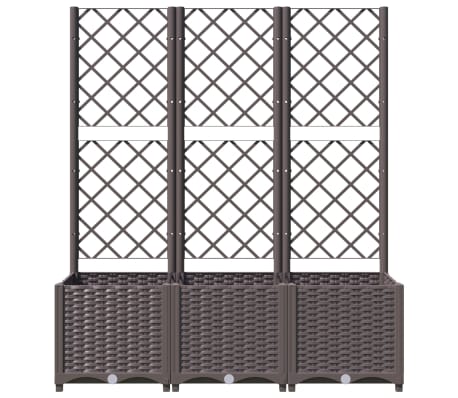 vidaXL Jardinera con enrejado PP marrón 120x40x136 cm