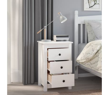 vidaXL Mesita de noche madera maciza de pino blanco 40x35x61,5 cm