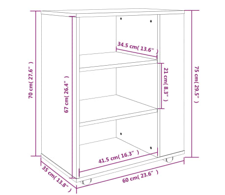 vidaXL Armario con ruedas madera contrachapada roble marrón 60x35x75cm