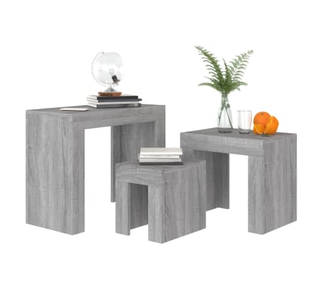 vidaXL Tables basses gigognes 3 pcs sonoma gris bois d'ingénierie