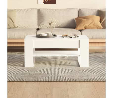 vidaXL Table basse blanc brillant 102x55x45 cm bois d'ingénierie