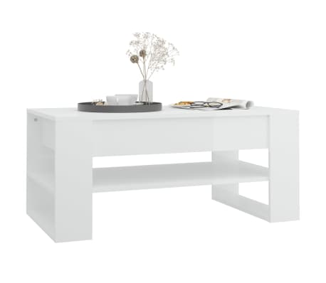 vidaXL Table basse blanc brillant 102x55x45 cm bois d'ingénierie