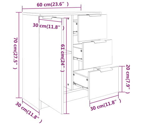 vidaXL Buffet Blanc 60x30x70 cm Bois d'ingénierie