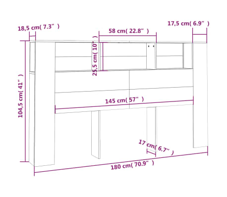 vidaXL Mueble cabecero blanco 180x18,5x104,5 cm