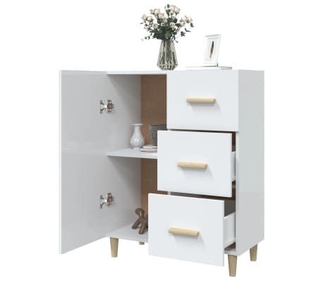 vidaXL Aparador de madera contrachapada blanco brillante 69,5x34x90 cm