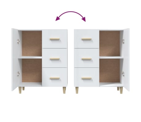 vidaXL Aparador de madera contrachapada blanco brillante 69,5x34x90 cm