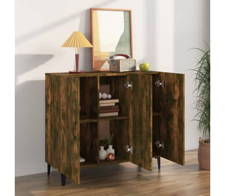 vidaXL Aparador de madera de ingeniería roble ahumado 90x34x80 cm