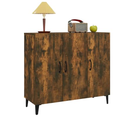 vidaXL Aparador de madera de ingeniería roble ahumado 90x34x80 cm