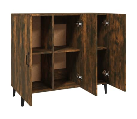 vidaXL Aparador de madera de ingeniería roble ahumado 90x34x80 cm