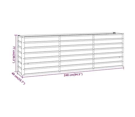 vidaXL Lit surélevé de jardin rouillé 240x40x77 cm acier corten