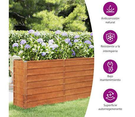 vidaXL Lit surélevé de jardin rouillé 240x40x77 cm acier corten