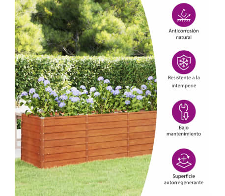 vidaXL Arriate oxidado de acero corten 320x80x77 cm