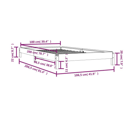 vidaXL Cama apilable de madera pino maciza 100x200 cm