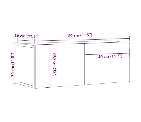 vidaXL Muebles para TV 2 uds madera de ingeniería blanco 80x30x30 cm
