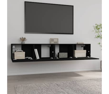 vidaXL Muebles para TV 2 uds madera contrachapada negro 80x30x30 cm