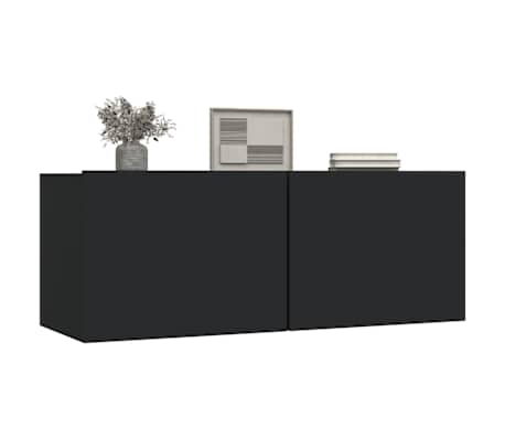 vidaXL Muebles para TV 2 uds madera contrachapada negro 80x30x30 cm