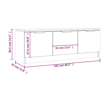 vidaXL Mueble de TV madera contrachapada roble Sonoma 102x35x36,5 cm