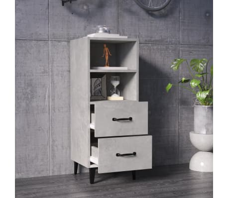 vidaXL Aparador de madera contrachapada gris hormigón 34,5x34x90 cm