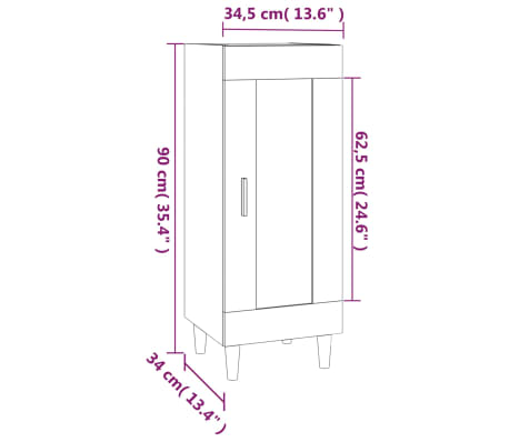 vidaXL Aparador madera de ingeniería gris Sonoma 34,5x34x90 cm