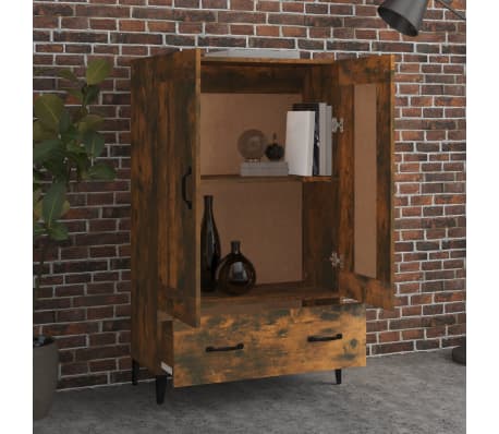 vidaXL Aparador de madera contrachapada roble ahumado 70x31x115 cm