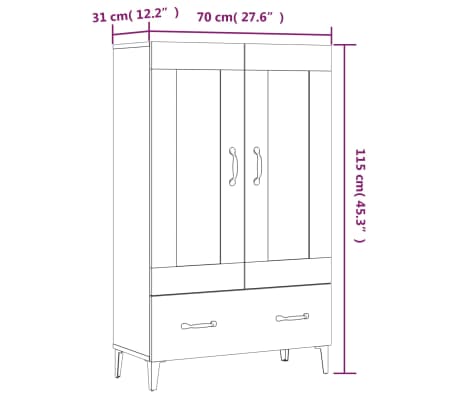 vidaXL Aparador de madera contrachapada roble ahumado 70x31x115 cm