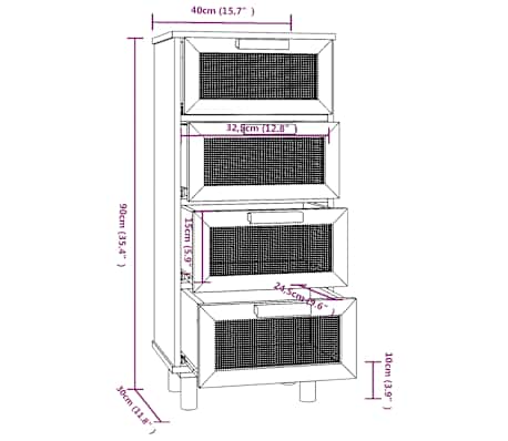 vidaXL Buffet Marron 40x30x90 cm Bois de pin massif et rotin naturel