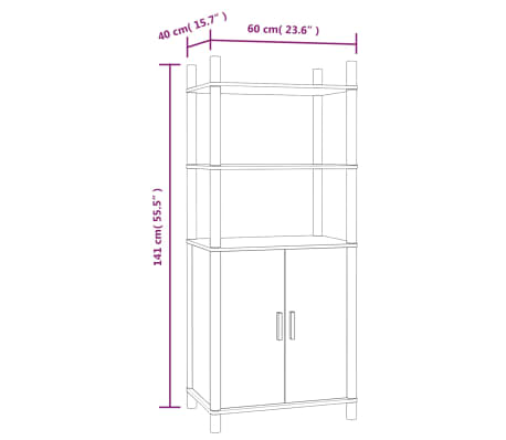 vidaXL Aparador alto madera contrachapada negro 60x40x141 cm
