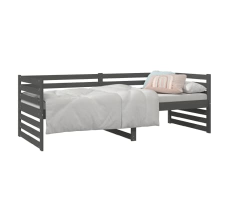 vidaXL Sofá cama sin colchón madera maciza de pino gris 80x200 cm