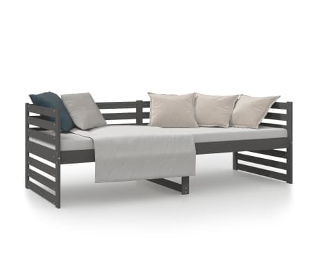 vidaXL Sofá cama sin colchón madera maciza de pino gris 80x200 cm
