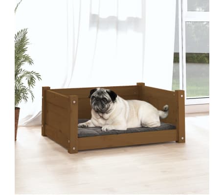 vidaXL Lit pour chien ou chat Marron miel 65,5x50,5x28 cm Bois de pin solide