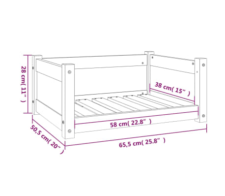 vidaXL Lit pour chien Marron miel 65,5x50,5x28 cm Bois de pin solide
