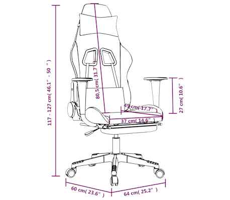 vidaXL Silla gaming de masaje con reposapiés tela negro y amarillo