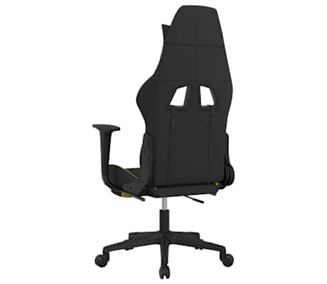 vidaXL Silla gaming de masaje con reposapiés tela negro y amarillo