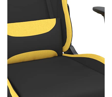 vidaXL Silla gaming de masaje con reposapiés tela negro y amarillo