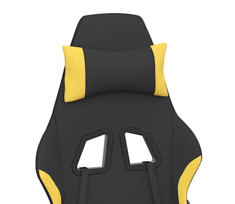 vidaXL Silla gaming de masaje con reposapiés tela negro y amarillo