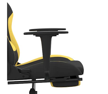vidaXL Silla gaming de masaje con reposapiés tela negro y amarillo