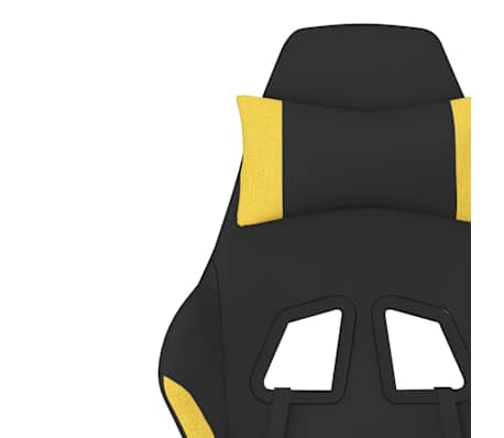 vidaXL Silla gaming de masaje con reposapiés tela negro y amarillo