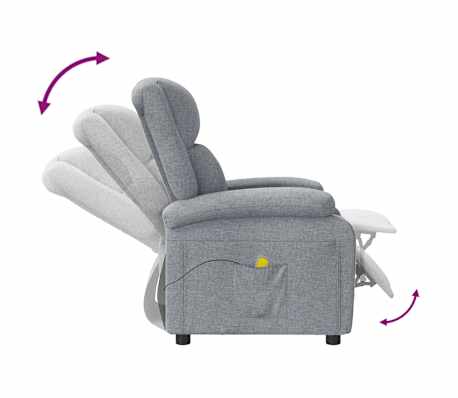 vidaXL Sillón de masaje tela gris claro
