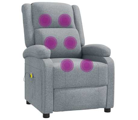 vidaXL Sillón de masaje tela gris claro