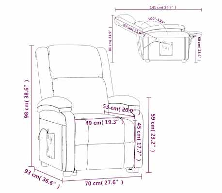 vidaXL Sillón de masaje tela gris claro